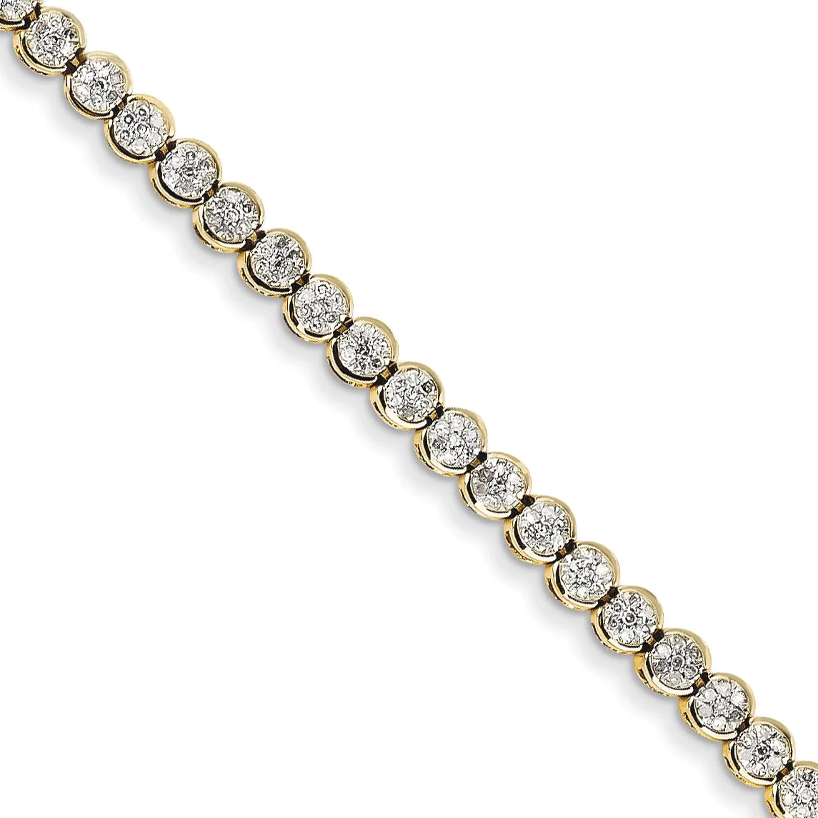 14k Yellow Gold Diamond Tennis Bracelet. Carat Wt- 1ct