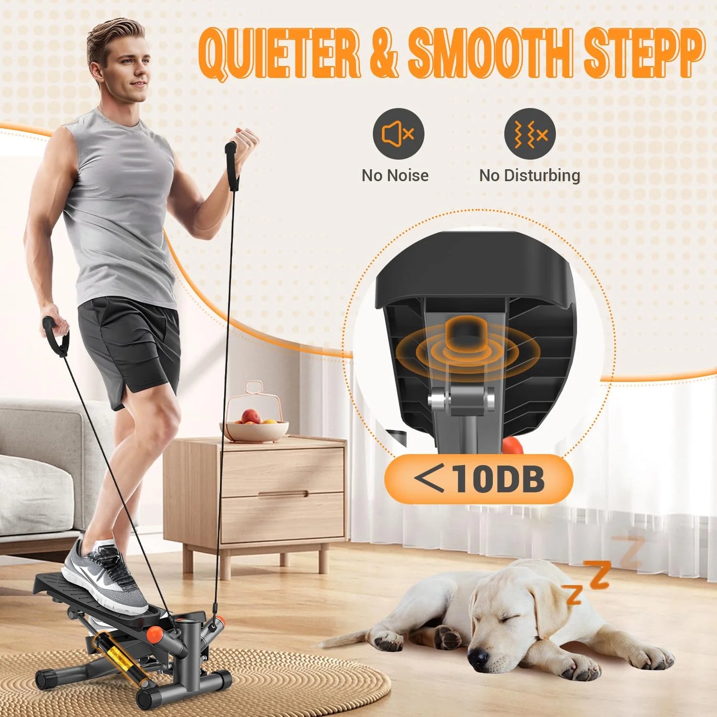 Sizeteppers for Exercise at Home,Adjustable Height Mini Sizetepper with Resistance Bands,Sizetair Sizetepper with 330lbs Loading Capacity,Twist Sizetepper Portable Exercise Equipment for Full Body Workout