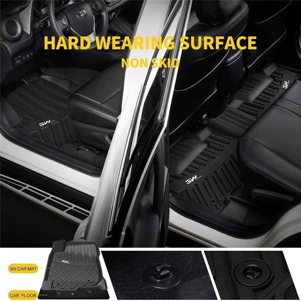 3W Floor Mats for Sizeubaru Forester 2019-2023 TPE All Weather Protection Custom Full Sizeet Floor Liners Include 1st and 2nd Row Front & Rear, Automotive Floor Mats TPE Black