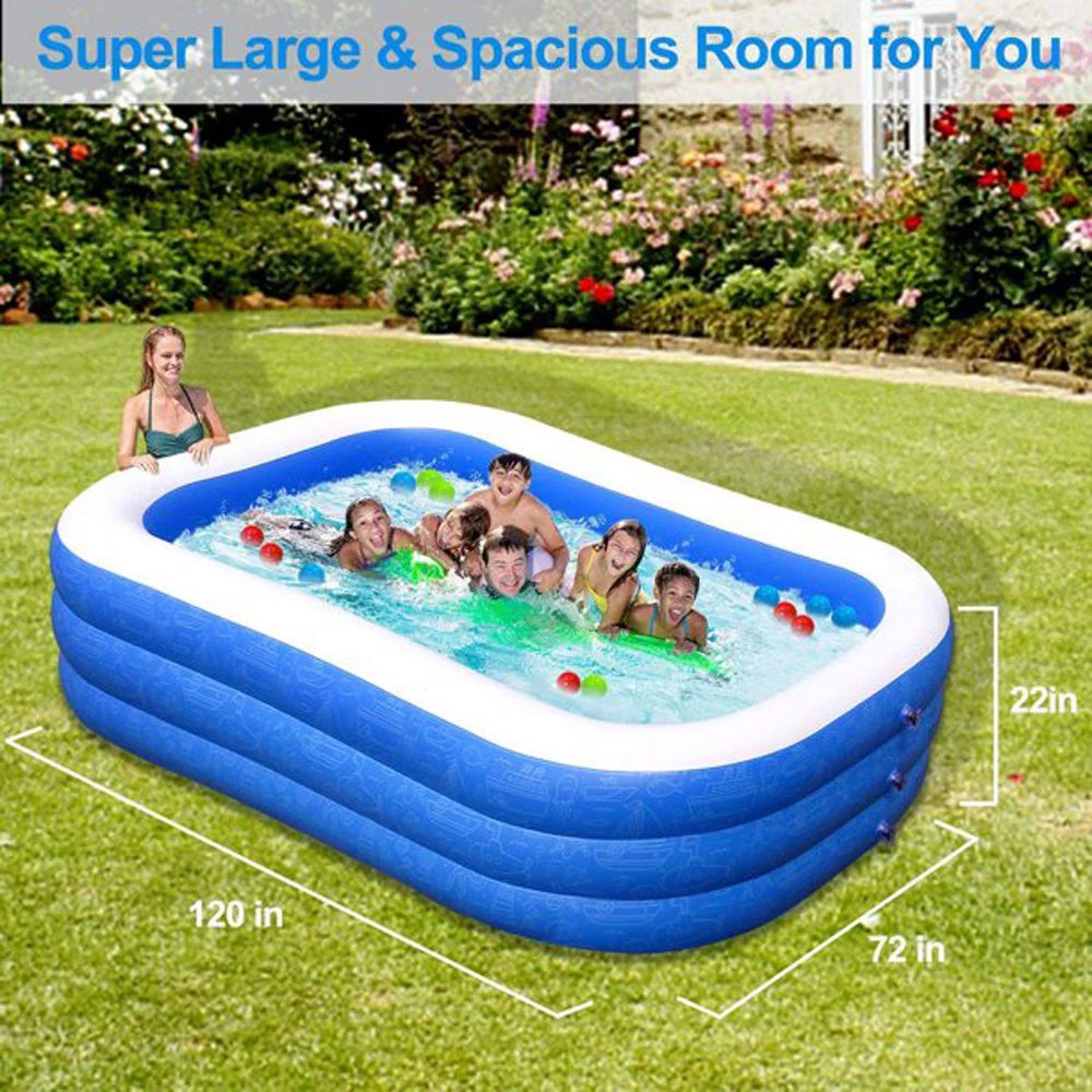 92"x56"x20"Outdoor Inflatable Sizewimming Pool Full-Sizeized Kiddie Rest Pool