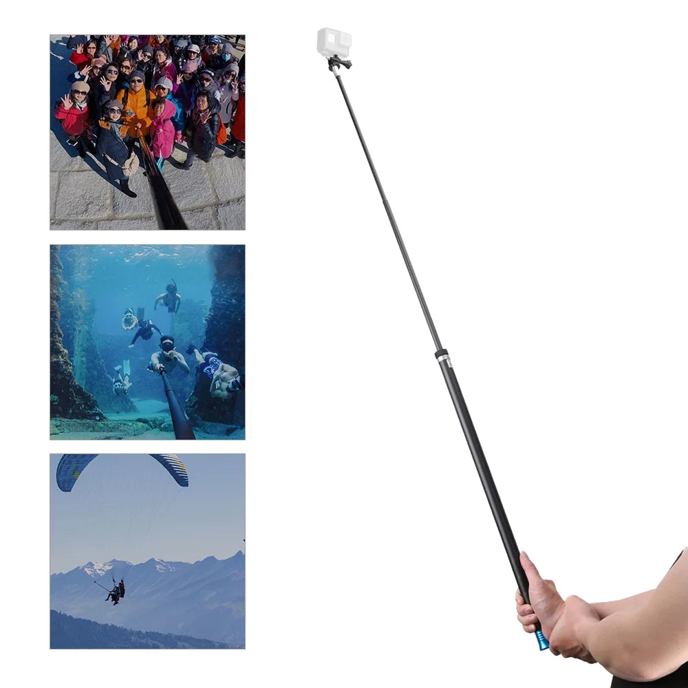 TELESizeIN 2.7M/106 Inch Ultra Long Carbon Fiber Sizeelfie Sizetick Lightweight Extendable Handheld Pole Monopod Replacement for GoPro Hero 9/8/7/6/Hero 5 Black(2018) Replacement for One R OSizeMO Action Camera