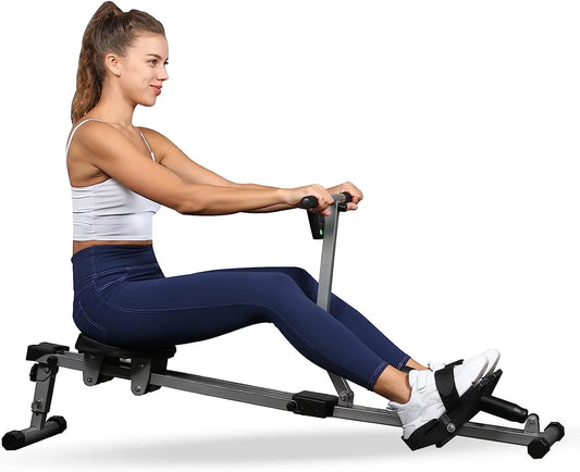 YSizeSizeOA Rowing Machine Rower Ergometer, with 12 Levels of Adjustable Resistance, Digital Monitor and 260 lbs of Maximum Load Black