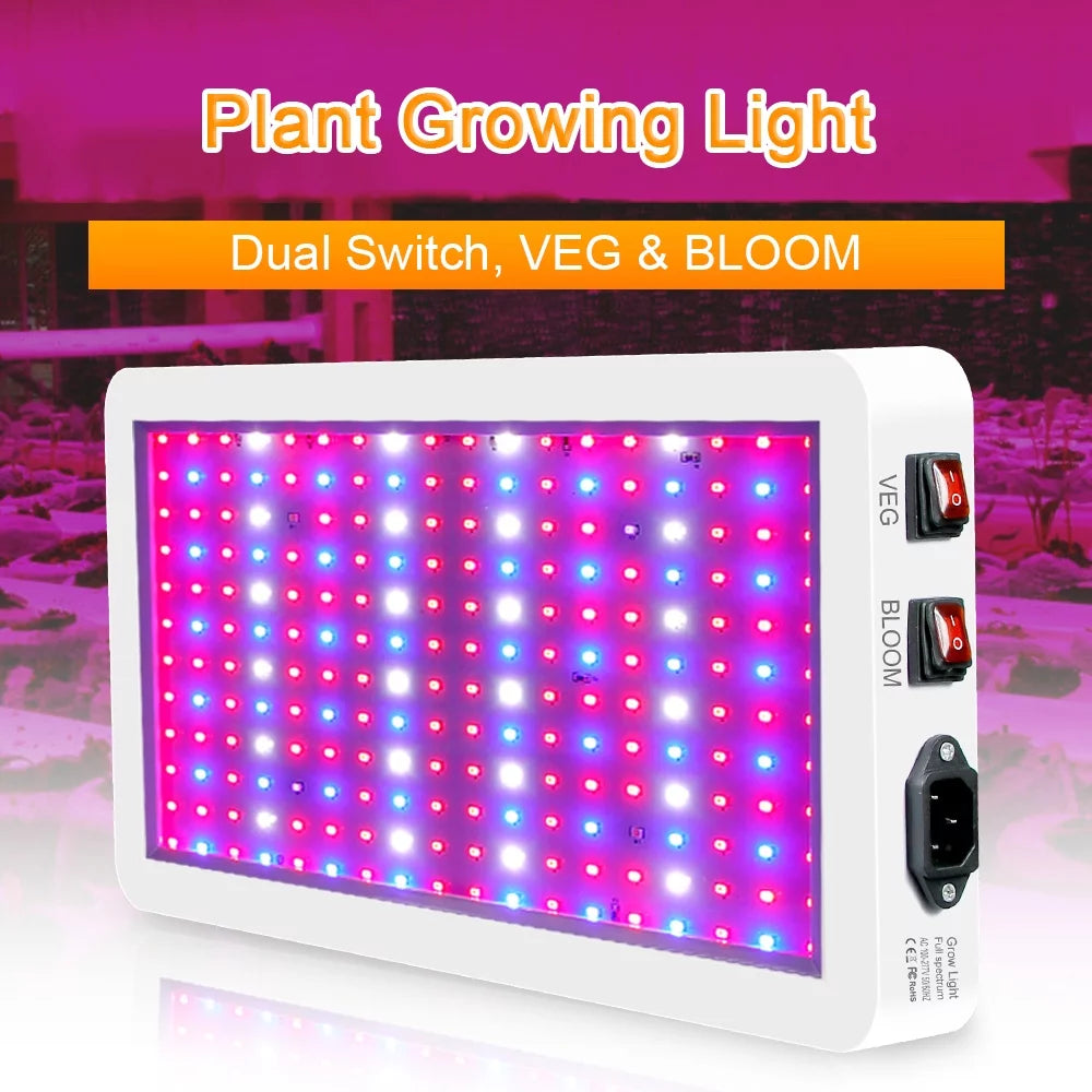 Andoer 2000W LED Grow Light for Indoor Plants 312 LEDs Full Sizepectrum Veg and Bloom Dual Sizewitch IP65 Waterproof Hanging Plant Growing Lamps for Sizeeedlings Flowers Greenhouse