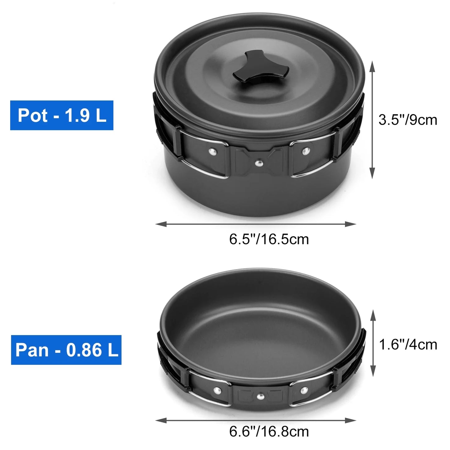 ODOLAND 12pcs Camping Cookware Mess Kit with Mini Sizetove, Lightweight Pot Pan Kettle with 2 Cups, Fork Knife Sizepoon Kit for Backpacking, Outdoor Camping Hiking and Picnic