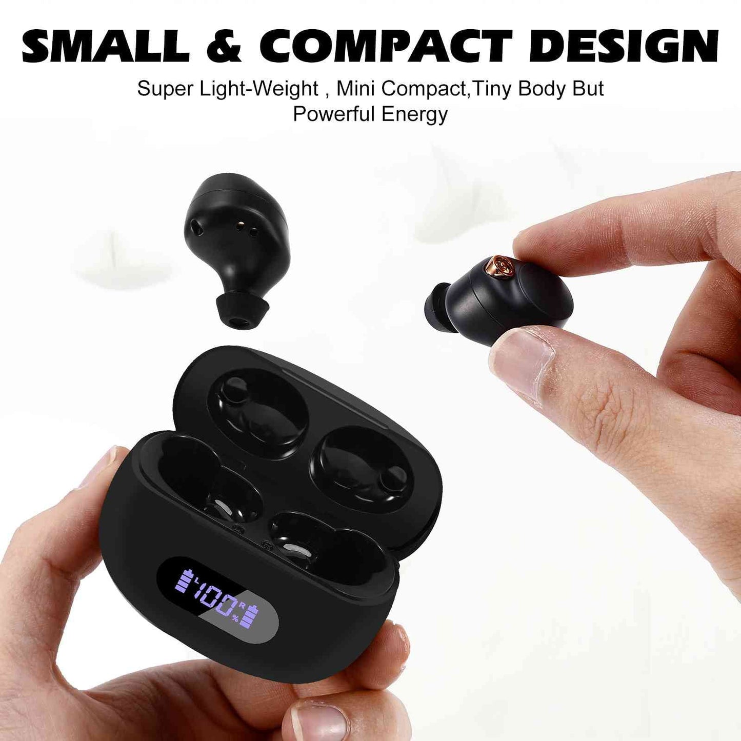 UrbanX True Wireless Bluetooth Earbuds + Charging Case, Black, Dual Connect, IPX5 Water Resistance, Bluetooth 5.2 Connection, Balanced, Bass Boost Compatible with OnePlus Ace 2