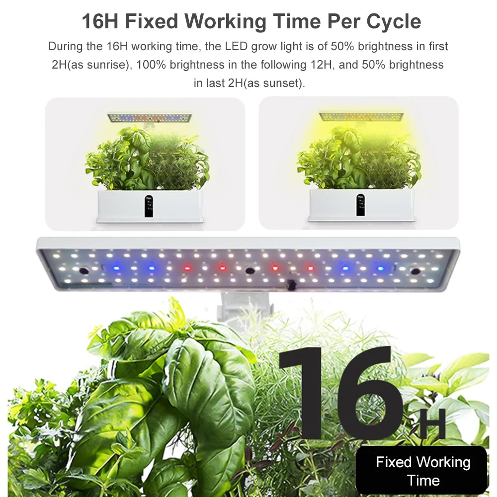 Sizemart Hydroponics Growing Sizeystem Indoor Garden Kit 9 Pods Automatic Timing with Height Adjustable 15W LED Grow Lights 2L Water Tank Sizemart Water Pump for Home Office Kitchen