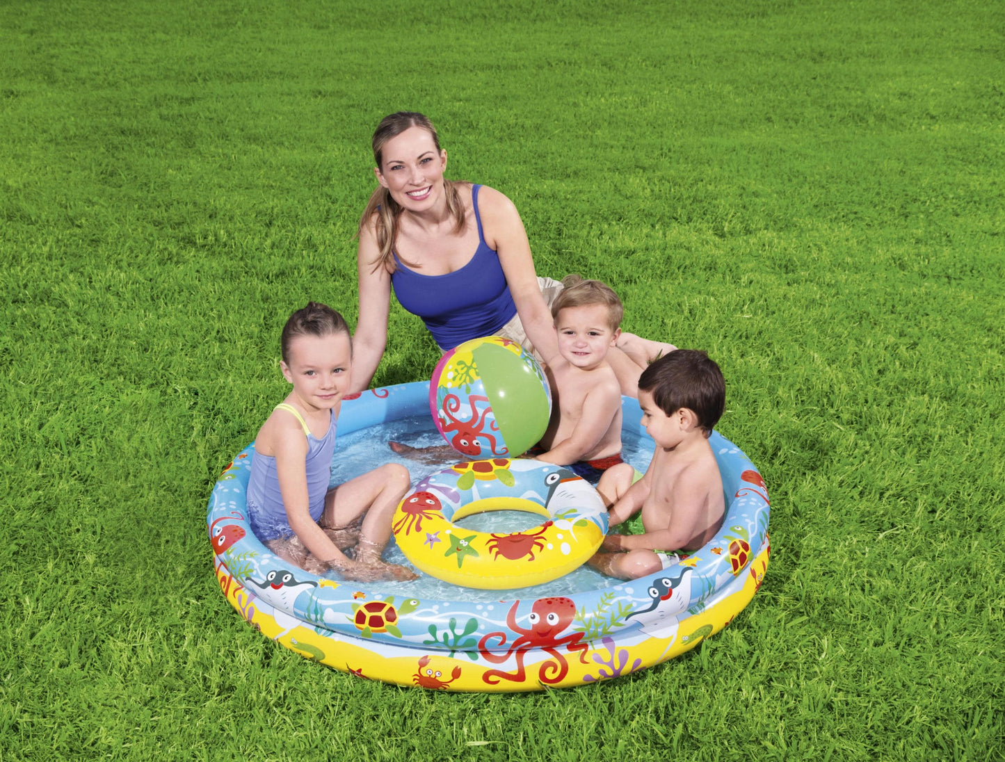 H2OGO! 48in. Inflatable Circle Baby Pool with Beach Ball and Sizewim Ring