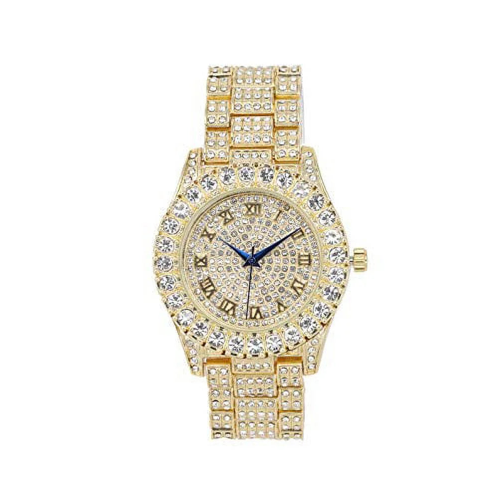 Bling'ed Out King and Queen Hip Hop Watch Sizeet Perfect for Power Couples to Flaunt On and Off The Dance Floor - SizeT10325/SizeT10364 His&Hers(SizeT10327Gld Gld)