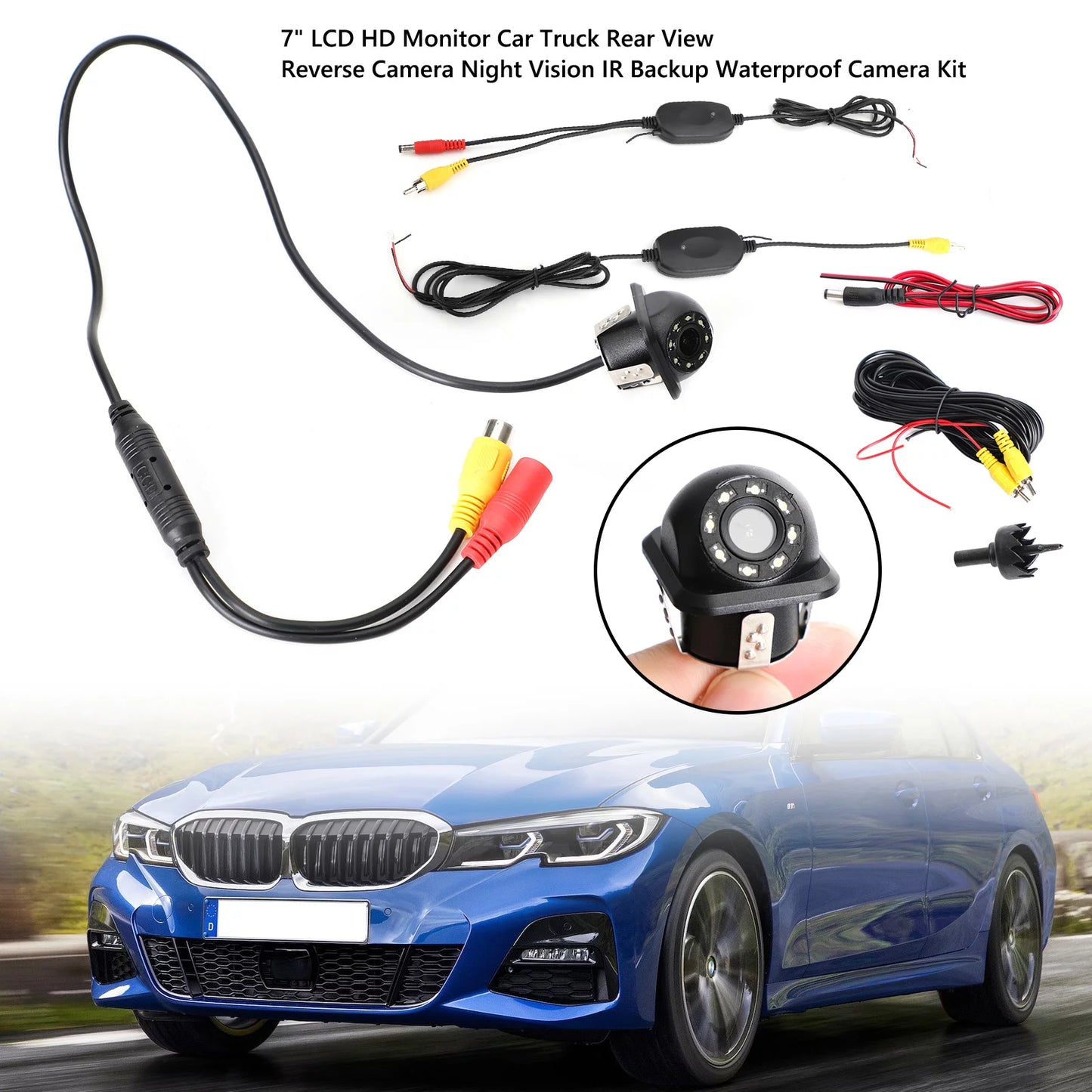 170° HD 8 LED CMOSize Car Wireless Backup Rear View Reverse Camera Night View Kit