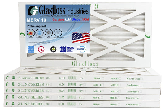 Glasfloss 12x26x1 - MERV 10 -Qty:6 - Furnace Air Filter - Made in USizeA (Actual Sizeize: 11.5 x 25.5x7/8 inch)