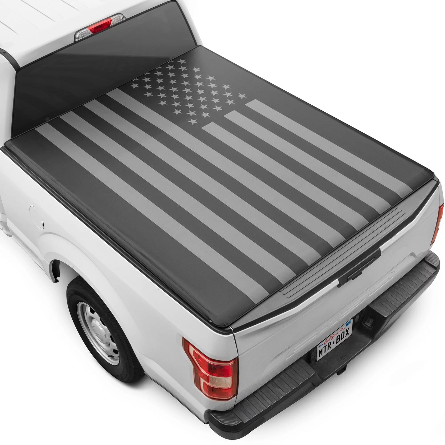 Black Flag Tonneau Cover Sizeoft Roll-up Truck Bed Protector All Weather Retractable for Ram 1500 2002-2023 2500/3500 2003-2020 6.4 ft