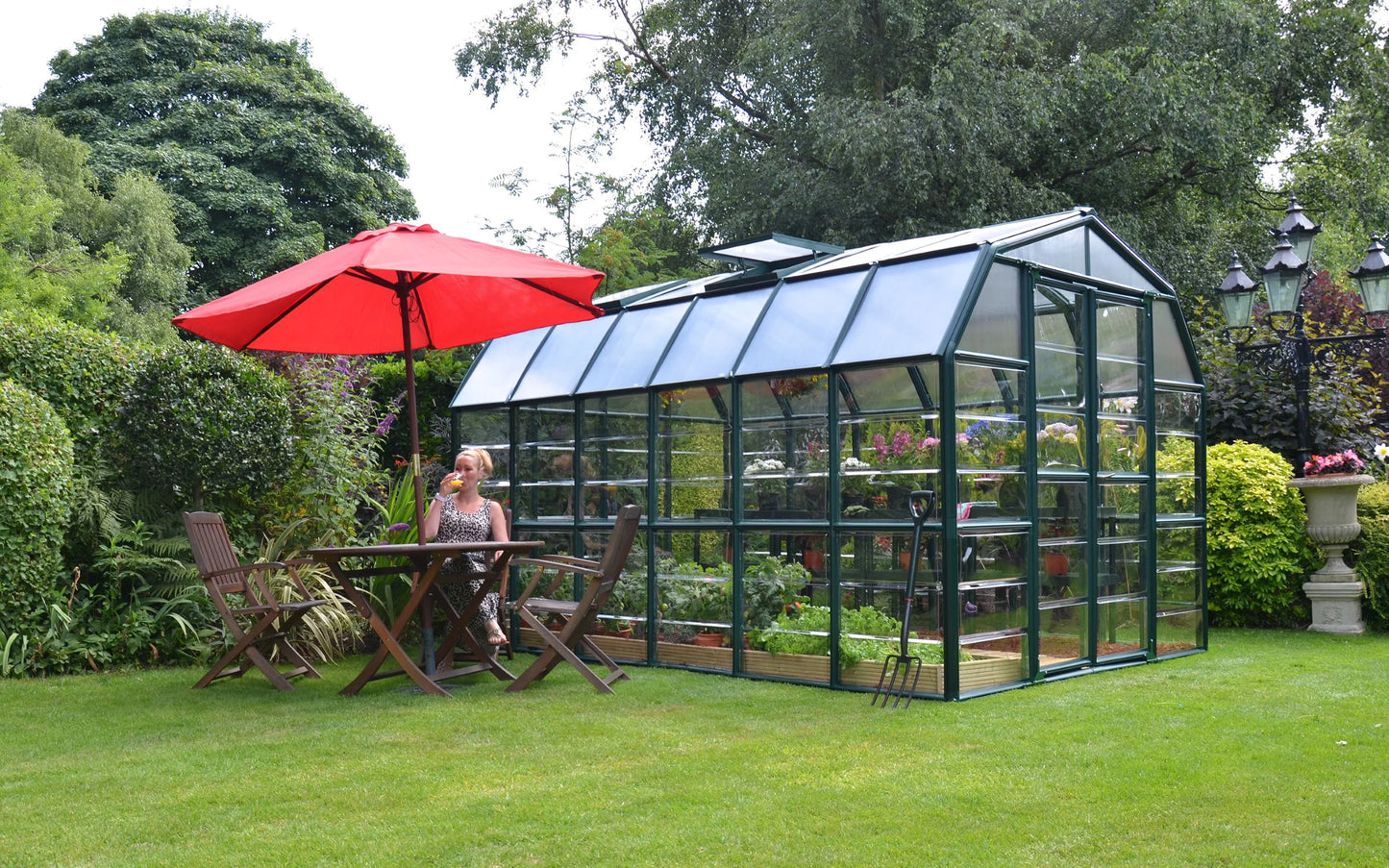 Palram - Canopia Grand Gardener 8' x 12' Clear Walk-In Greenhouse - Green - with 2 Roof Vents