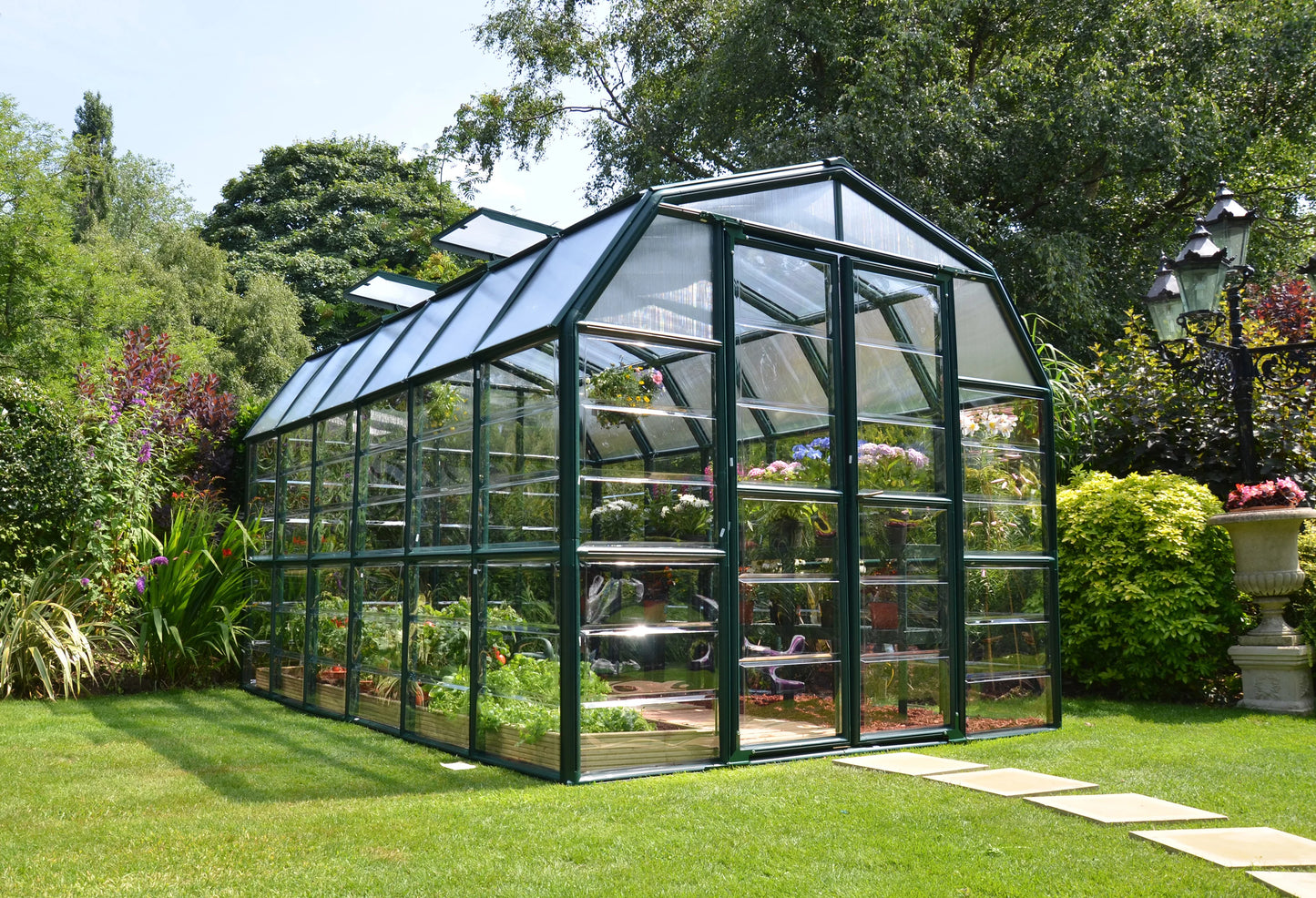 Palram - Canopia Grand Gardener 8' x 12' Clear Walk-In Greenhouse - Green - with 2 Roof Vents