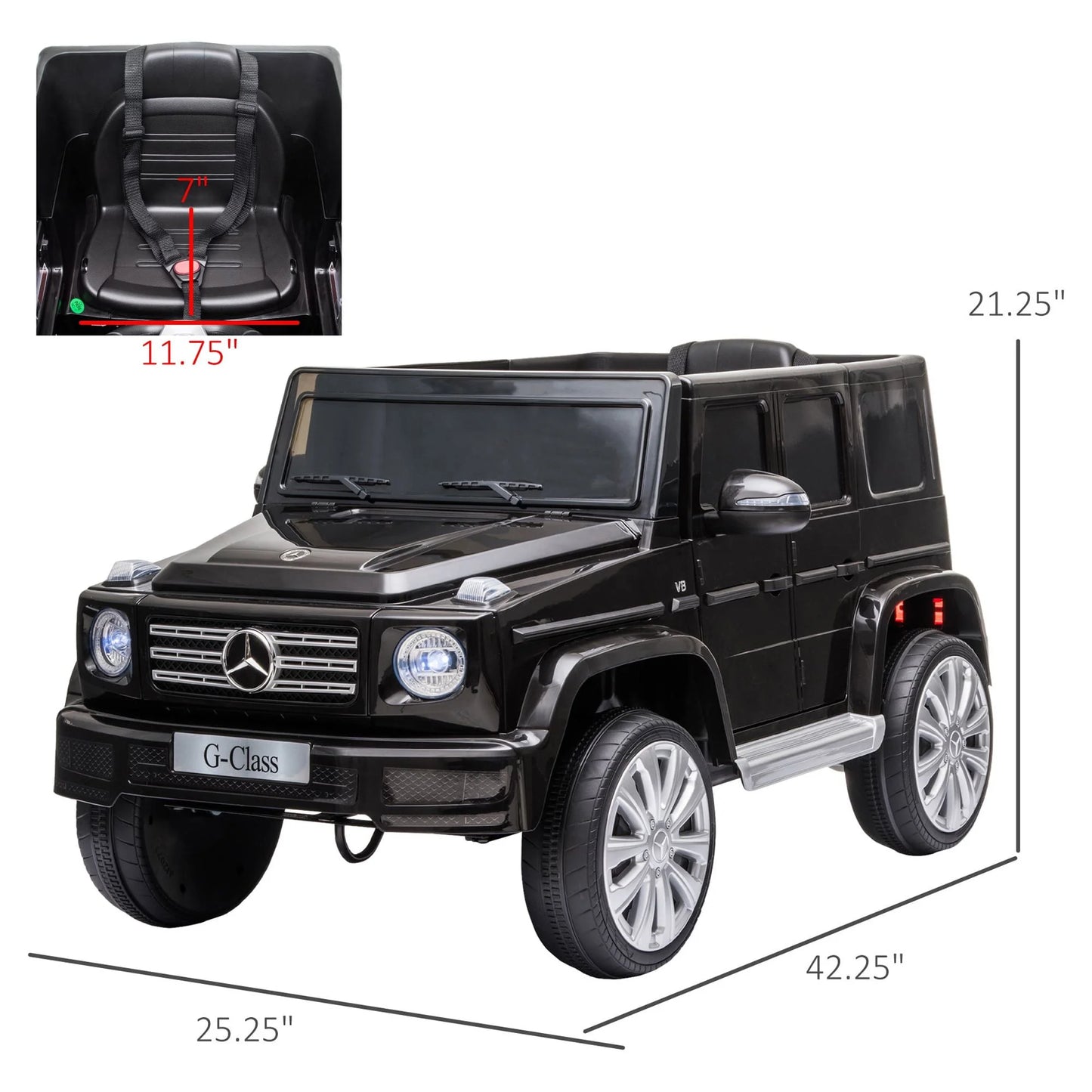 Aosom 12 V Mercedes Benz G500 Powered Ride-On with Remote Control, Bright Headlights, & Working Sizeuspension