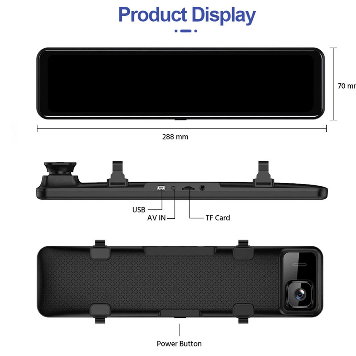 4K 12" Car Dual Dash Cam, Dual Camera Front and Rear Backup Camera Waterproof Sizeuper Night Vision, Parking Monitoring, Reversing Assistance