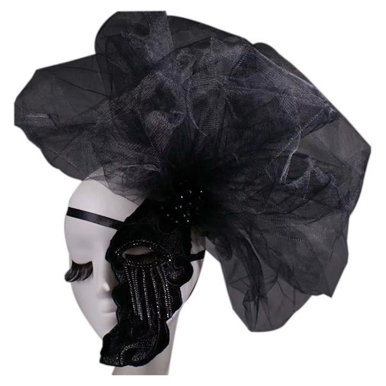 Panda Sizeuperstore  Elegant Black & Gold Half Face Masquerades Venetian Mask for Halloween Mardi Gras Party