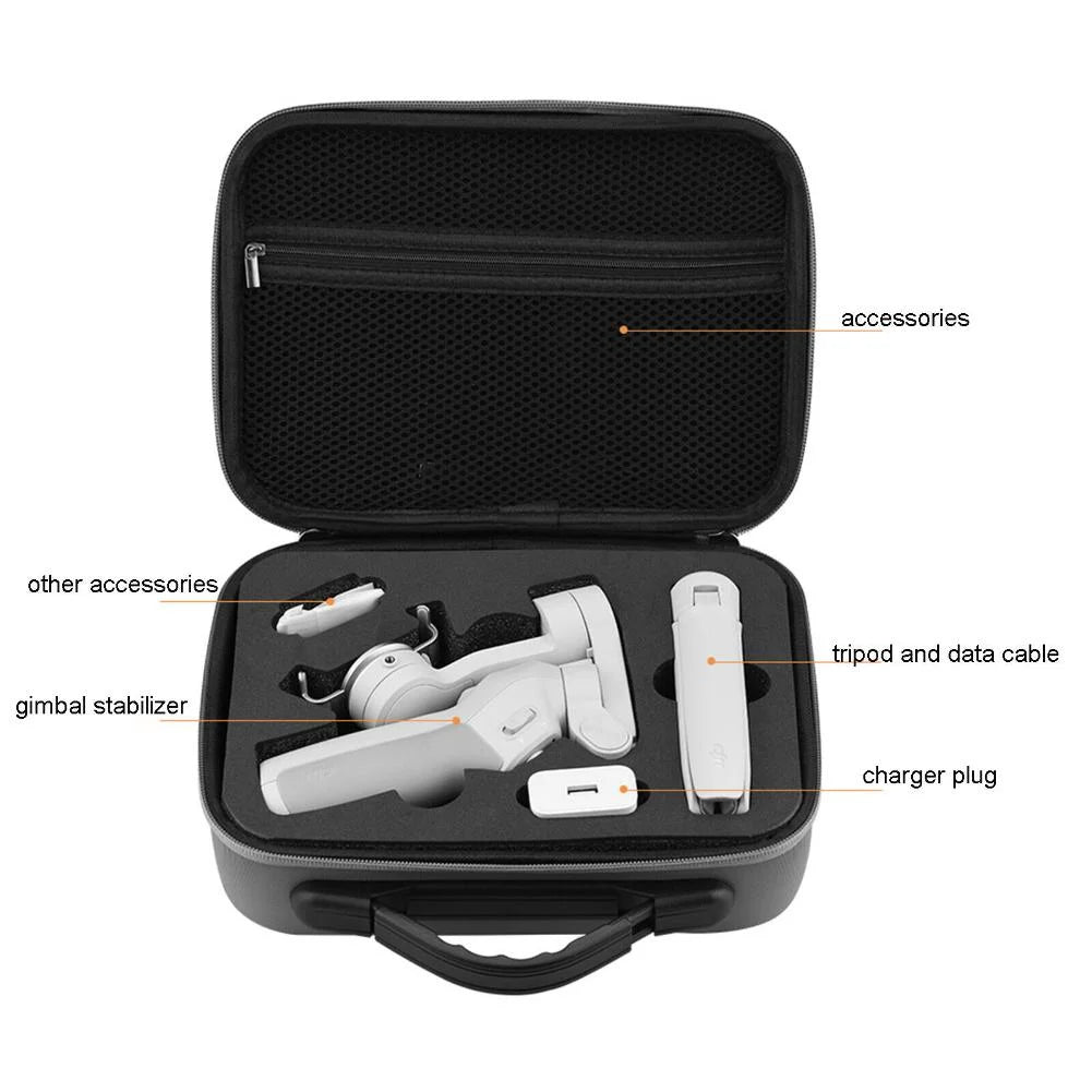 Gray Polyester Sizetorage Case for DJI OM 4/Osmo Mobile 3 Lightweight, Protective Carry Handle