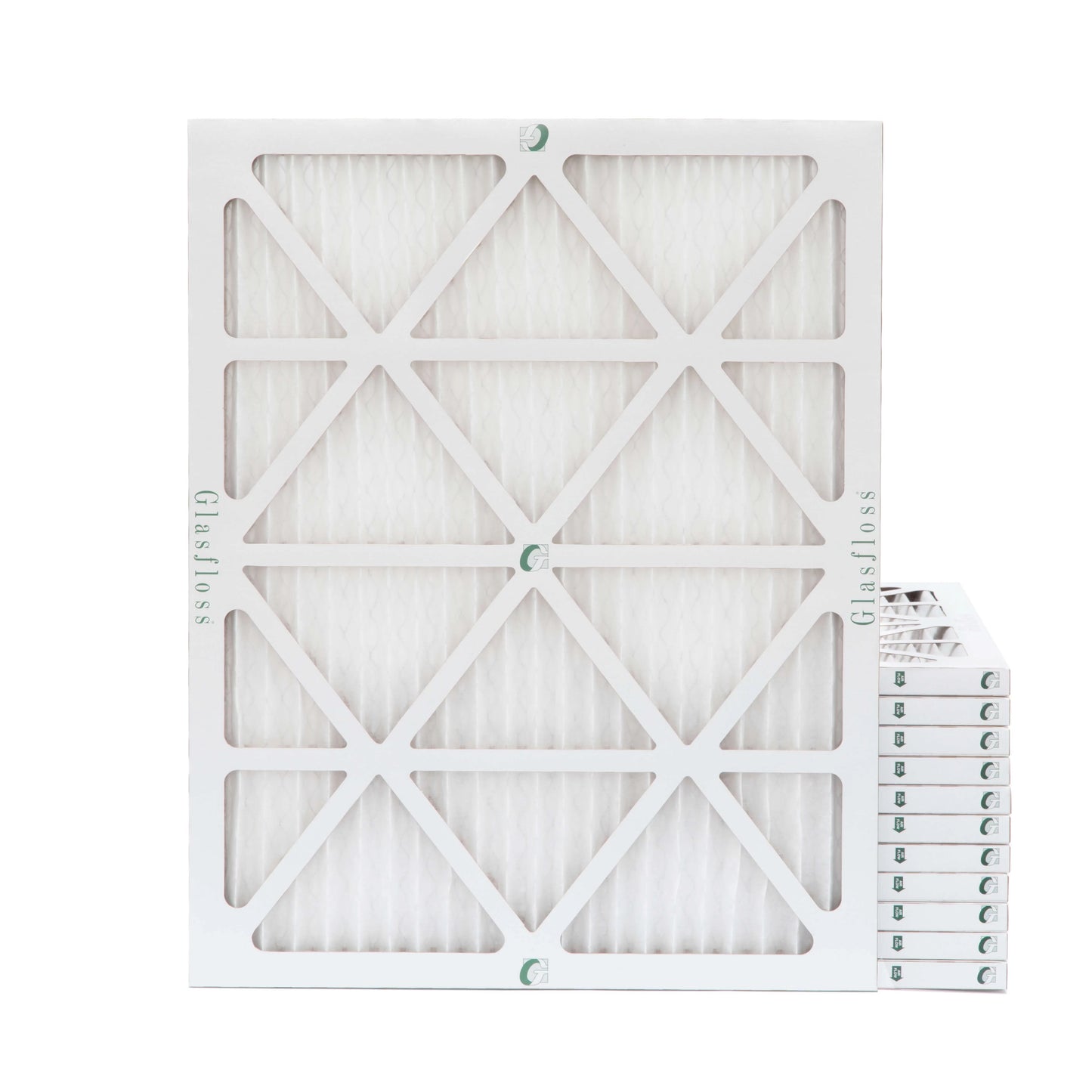 12 Pack of 14x20x1 MERV 10 Pleated Air Filters by Glasfloss. Actual Sizeize: 13-1/2 x 19-1/2 x 7/8