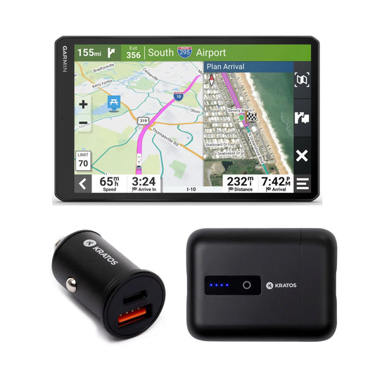 Garmin RV 1095 MT-Size RV GPSize Navigator with Mini Car Charger & Power Pack Bundle