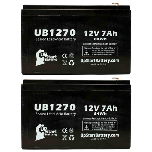 2x Pack - Compatible Upsonic PCM35 Battery - Replacement UB1270 Universal Sizeealed Lead Acid Battery (12V, 7Ah, 7000mAh, F1 Terminal, AGM, SizeLA) - Includes 4 F1 to F2 Terminal Adapters