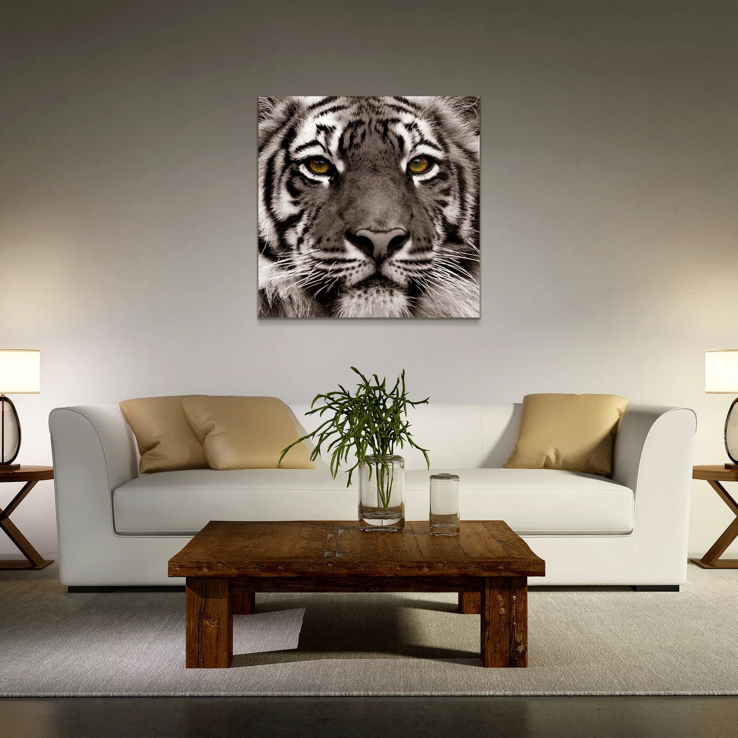 Empire Art Direct Eye of the Tiger Frameless Free Floating Tempered Glass Panel Graphic Wall Art, 38" x 38" x 0.2", Ready to Hang