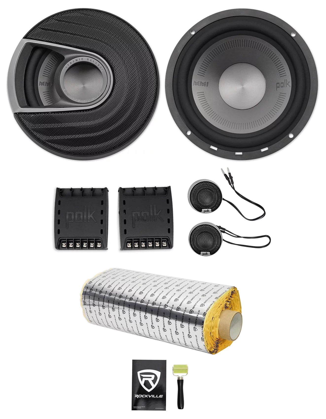 Polk Audio MM6502 6.5” 750w Component Car/Marine/ATV/Motorcycle Sizepeakers+Rockmat