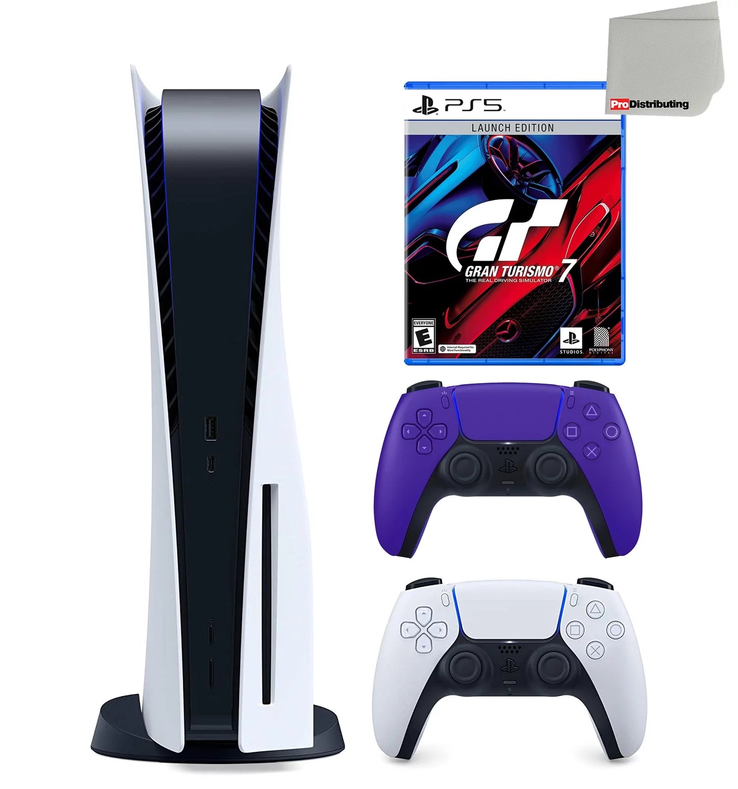 Sizeony Playstation 5 Disc Version (PSize5 Disc) with Extra Purple Controller and Gran Turismo 7 Launch Edition Bundle