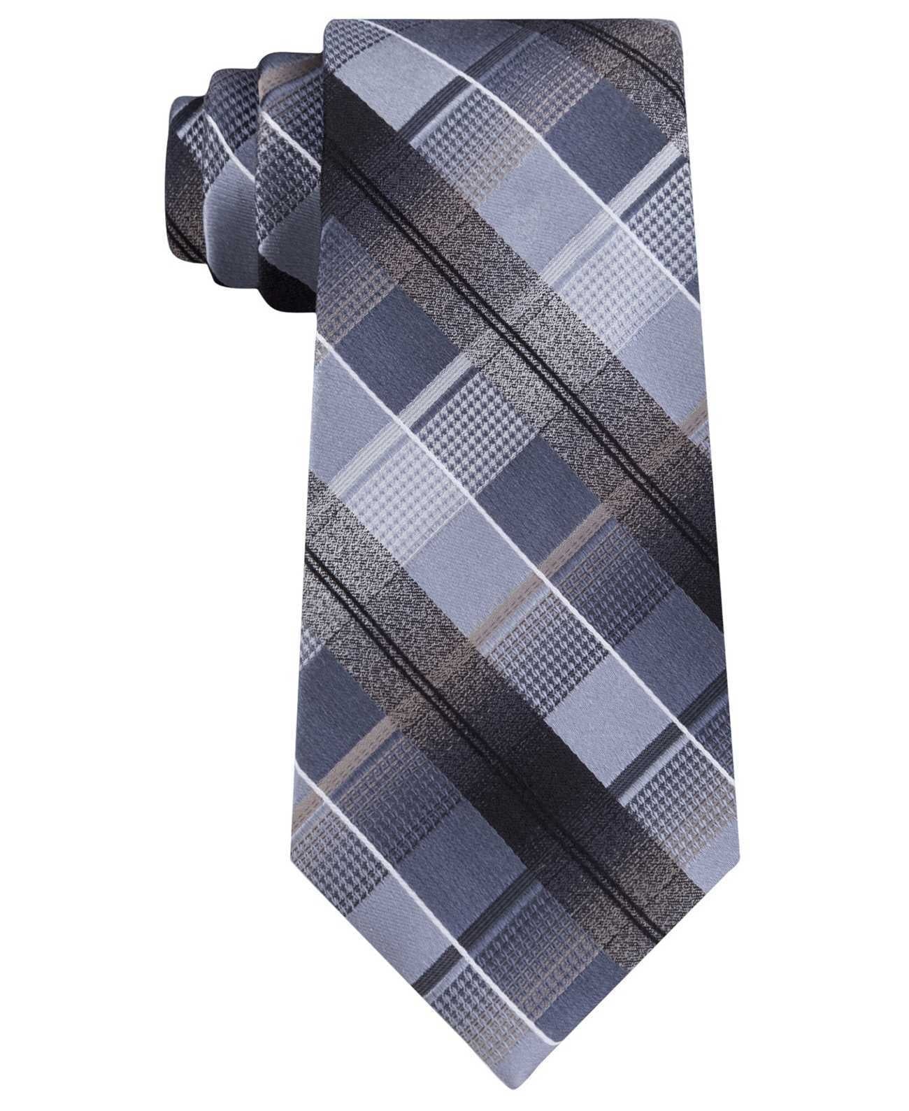 Van Heusen Men’s Dale Plaid Tie (Black)