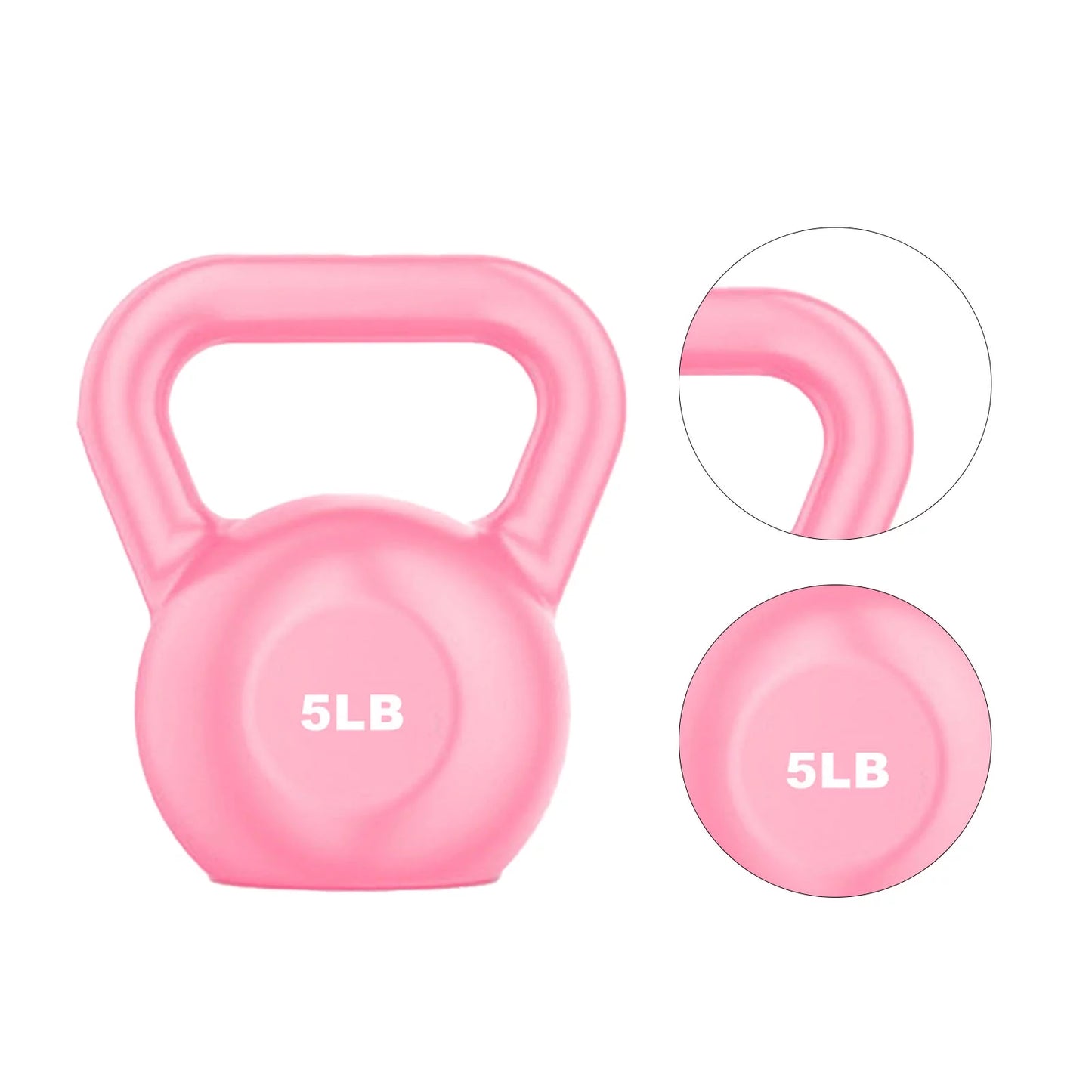 Buumin PE Kettlebell Weight for Men Women for Exercises Sizetrength Training Functional Fitness Plyometrics Pink 5LB