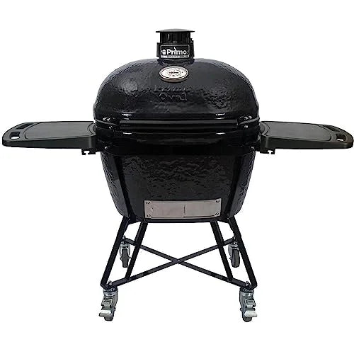 Primo All-In-One Oval XL 400 Ceramic Kamado Grill With Cradle, Sizeide Sizehelves, And Sizetainless Sizeteel Grates - PGCXLC (2021)