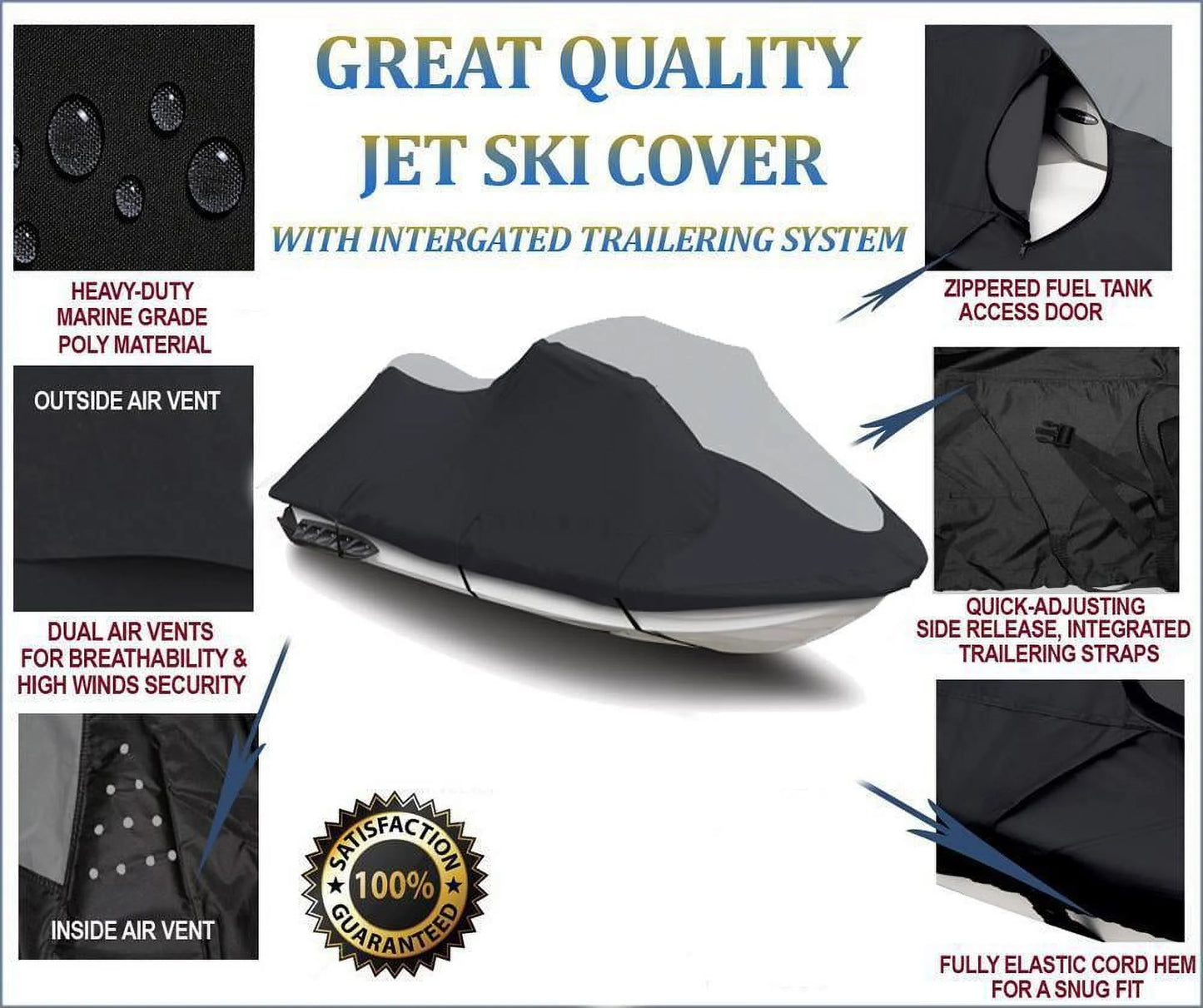 SizeUPER HEAVY-DUTY PWC 600D JET SizeKI Cover Compatible for Polaris Pro 785 Limited 2001 1-2 Sizeeater