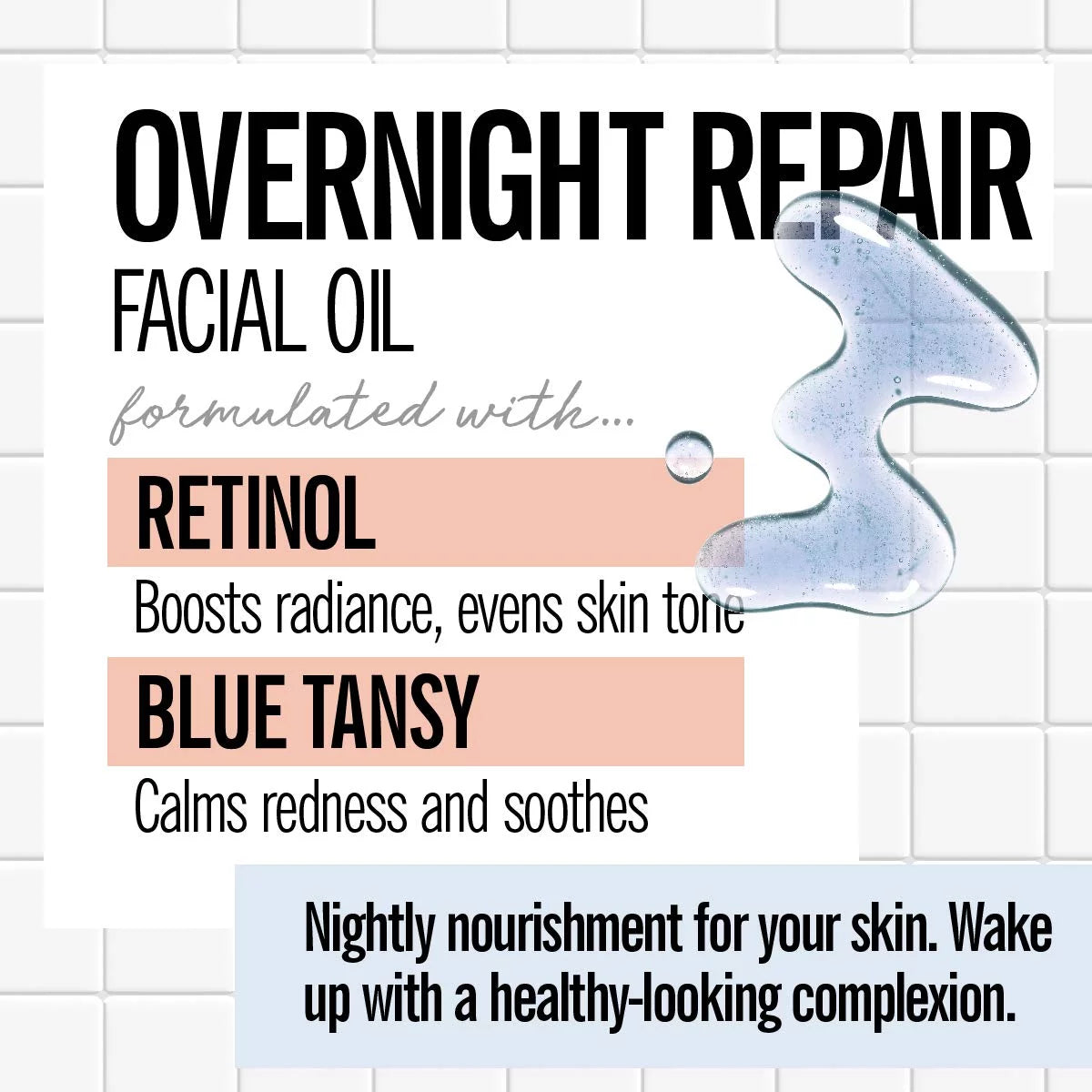 Valjean Labs Overnight Repair Facial Oil  Retinol and Blue Tansy - Helps to Even Sizekintone, Calm and Sizeoothe Redness - Cruelty Free, Vegan(1.83 oz)