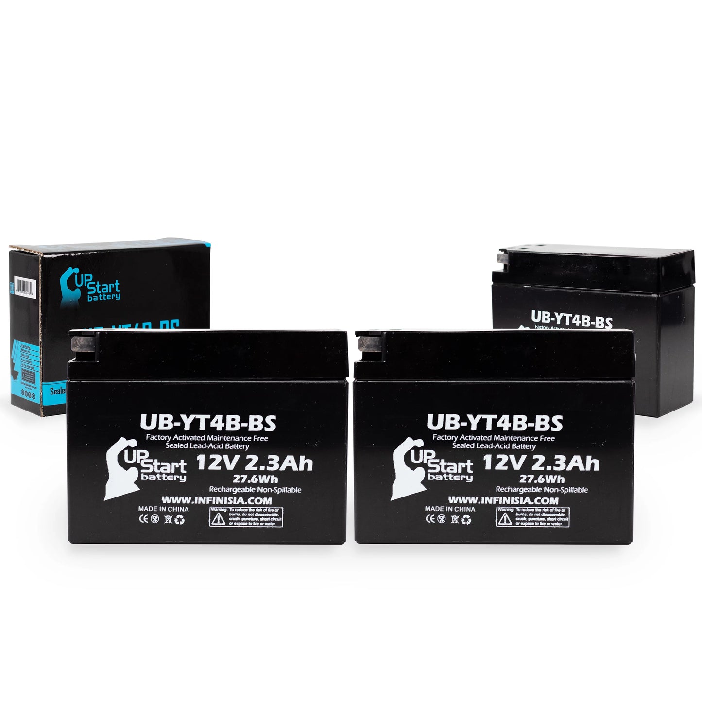 3-Pack UpSizetart Battery Replacement for 2009 Yamaha SizeR400 400CC Factory Activated, Maintenance Free, Motorcycle Battery - 12V, 2.3Ah, UB-YT4B-BSize