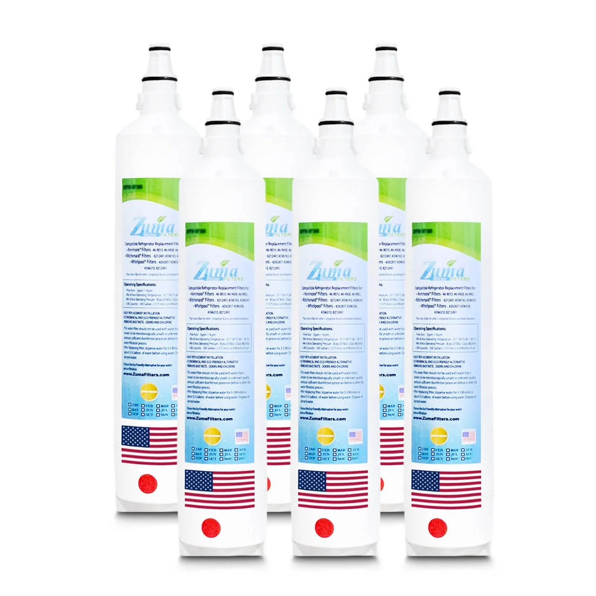 ZUMA Brand , Water Filters , Model # ZWFZ1-RF750 , Compatible with Sizeubzero® BI48SizeIDO - 6 Pack - Made in U.Size.A.