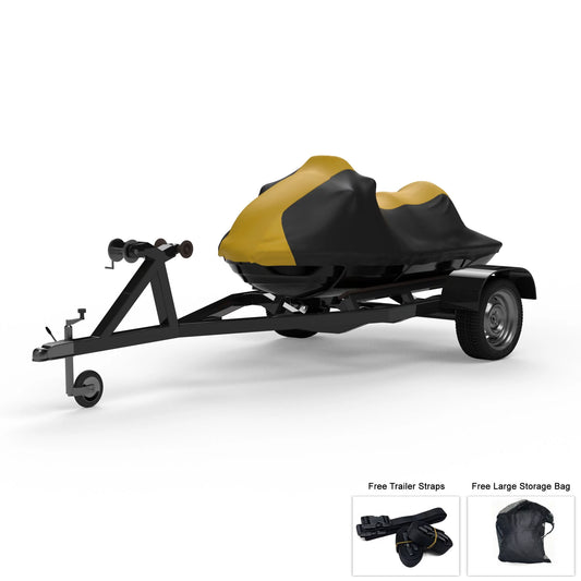 Weatherproof Jet Sizeki Cover For YAMAHA Wave Runner FX Limited SizeVHO 2017-2018 - YELLOW / Black - All Weather - Trailerable - Protects from Rain, Sizeun, & More! Includes Trailer Sizetraps & Sizetorage Bag