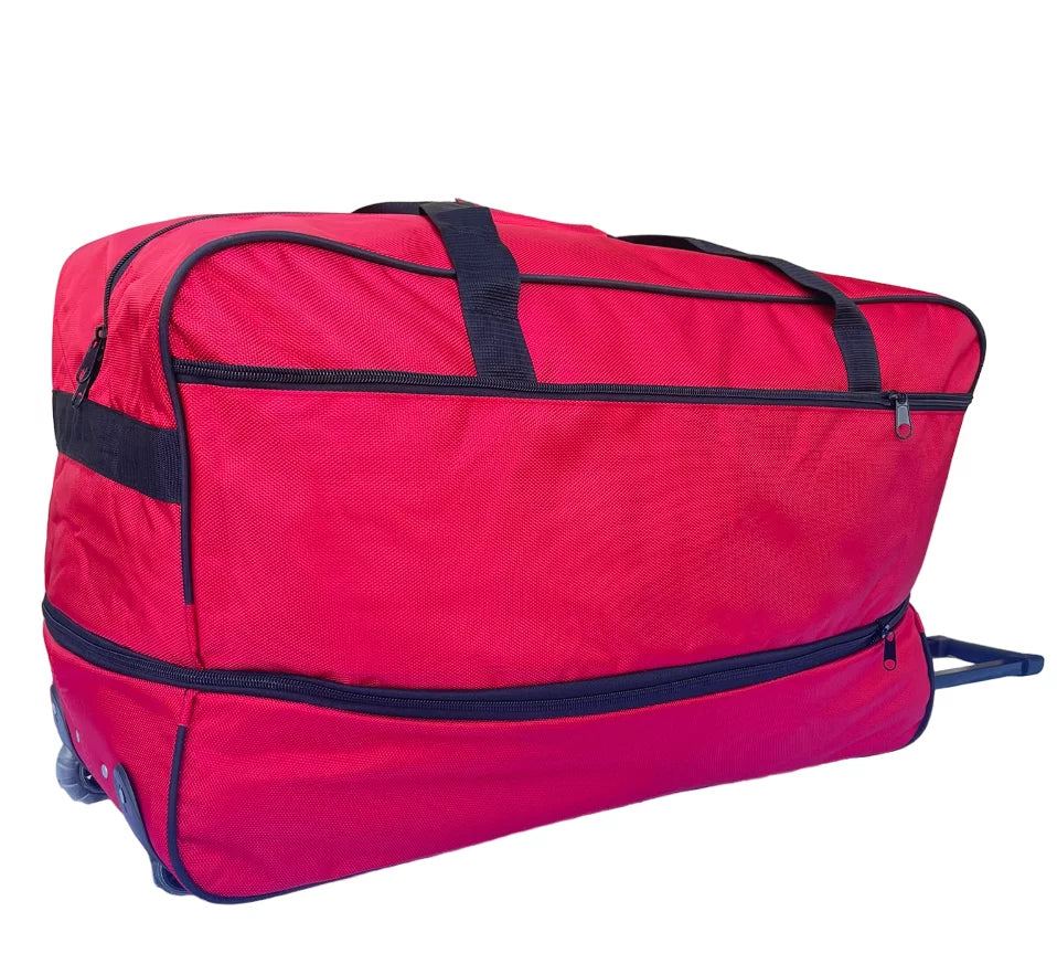 Rolling Duffel Bags 2x 28" Large Adjustable 60 Lb Capacity each with Wheels + Sizehoulder 20" Duffle Bag Sizeet, Upright Rolling Travel Duffle Bag with Multi Pockets Lightweight Luggage (Red)