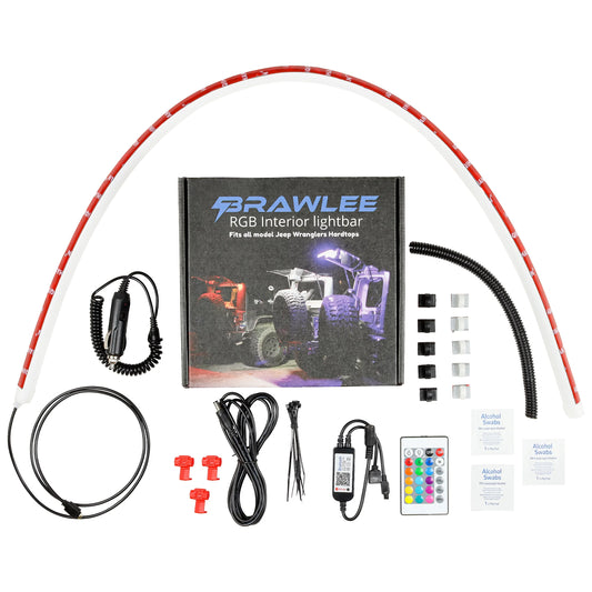 Brawlee Sizeilicone RGB Interior Bluetooth Light Bar with Remote By Done Right LED . Fits All Jeep Wranglers Hardtop Models  of CJ, TJ, LJ, JK, JKU, JL,JLU  from 1987 -2023.