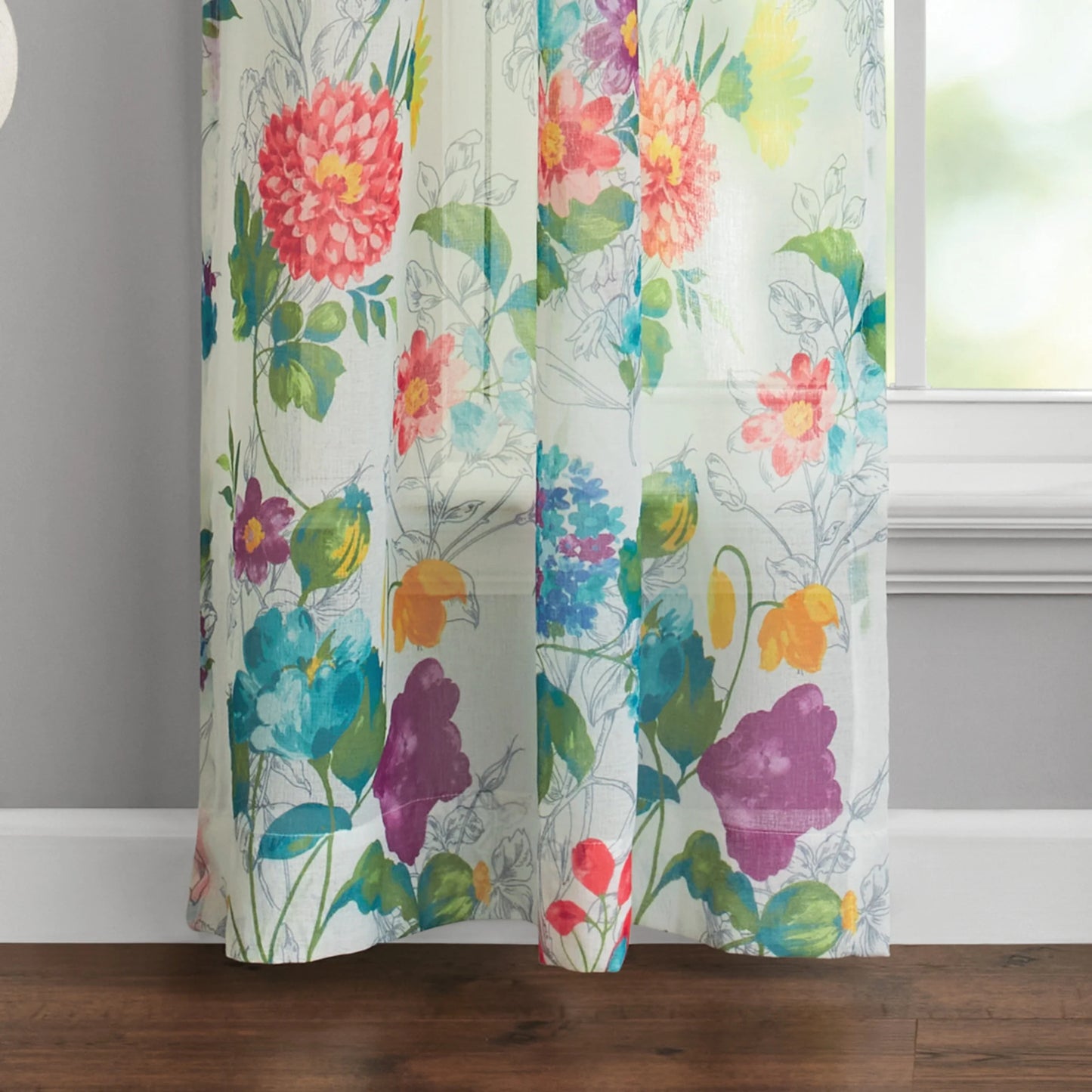 The Pioneer Woman Blooming Bouquet 2 Pack Curtain Panel, Polyester 40x84, Floral, Multi, RodPocket