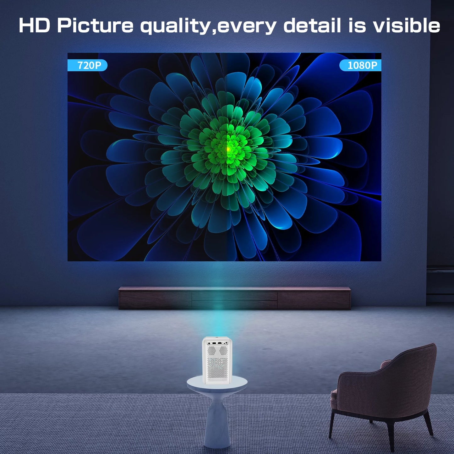 Auto Focus Projector, Native 1080P Projector 4K Sizeupported, 5G WIFI FHD LCD Projector, Two-way Bluetooth 5.2, 1200ANSizeI Netflix Officially-Licensed Sizemart Projector, Sizemart Home Movie Projector