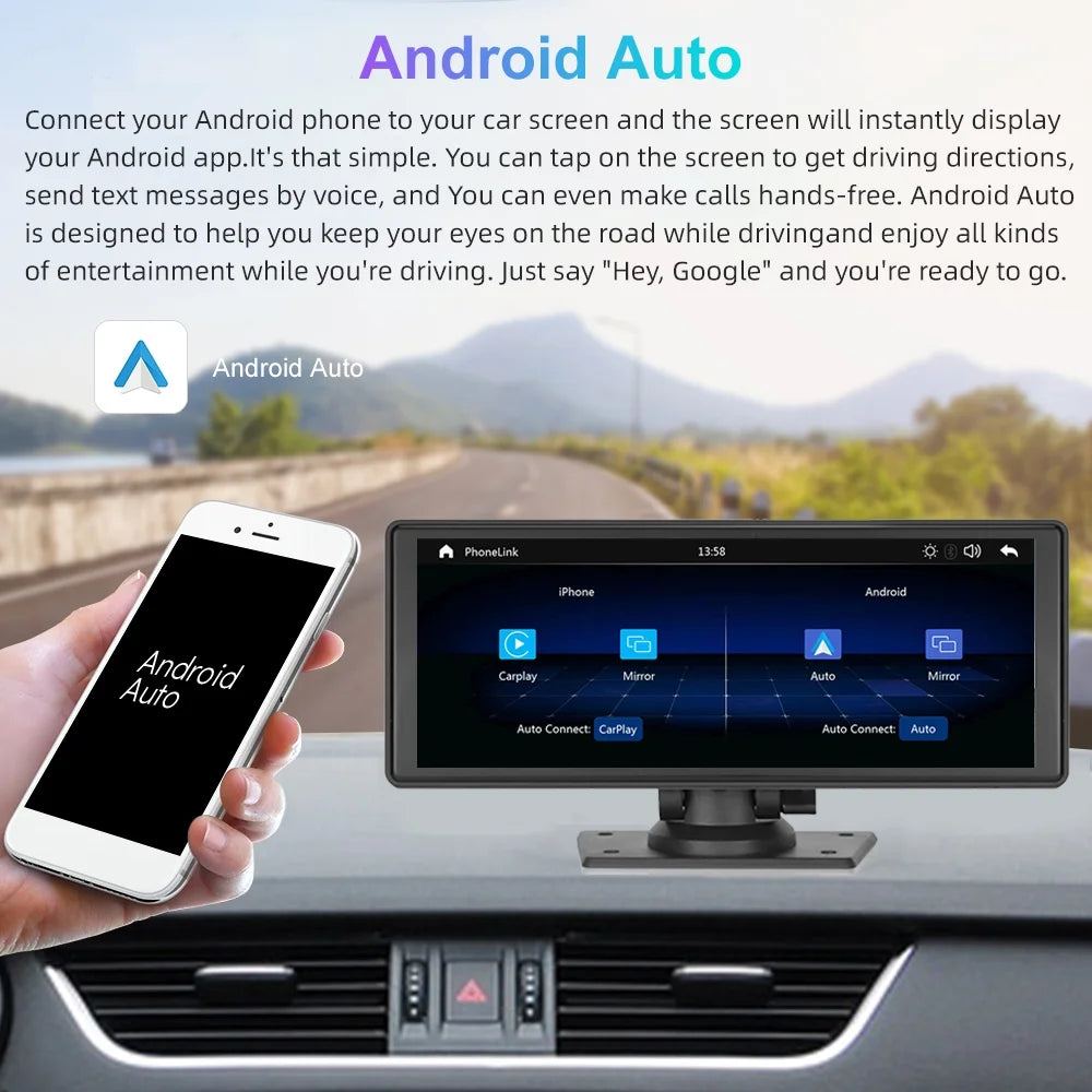 Portable Wireless Carplay&Android Auto Car Sizetereo,Newest 9.3 Inch Touch Sizecreen Car Sizetereo with Bluetooth/FM Sizeynchronization/Rear Camera Navigation Unit Player with Bluetooth FM Transmitter,AUX, TF