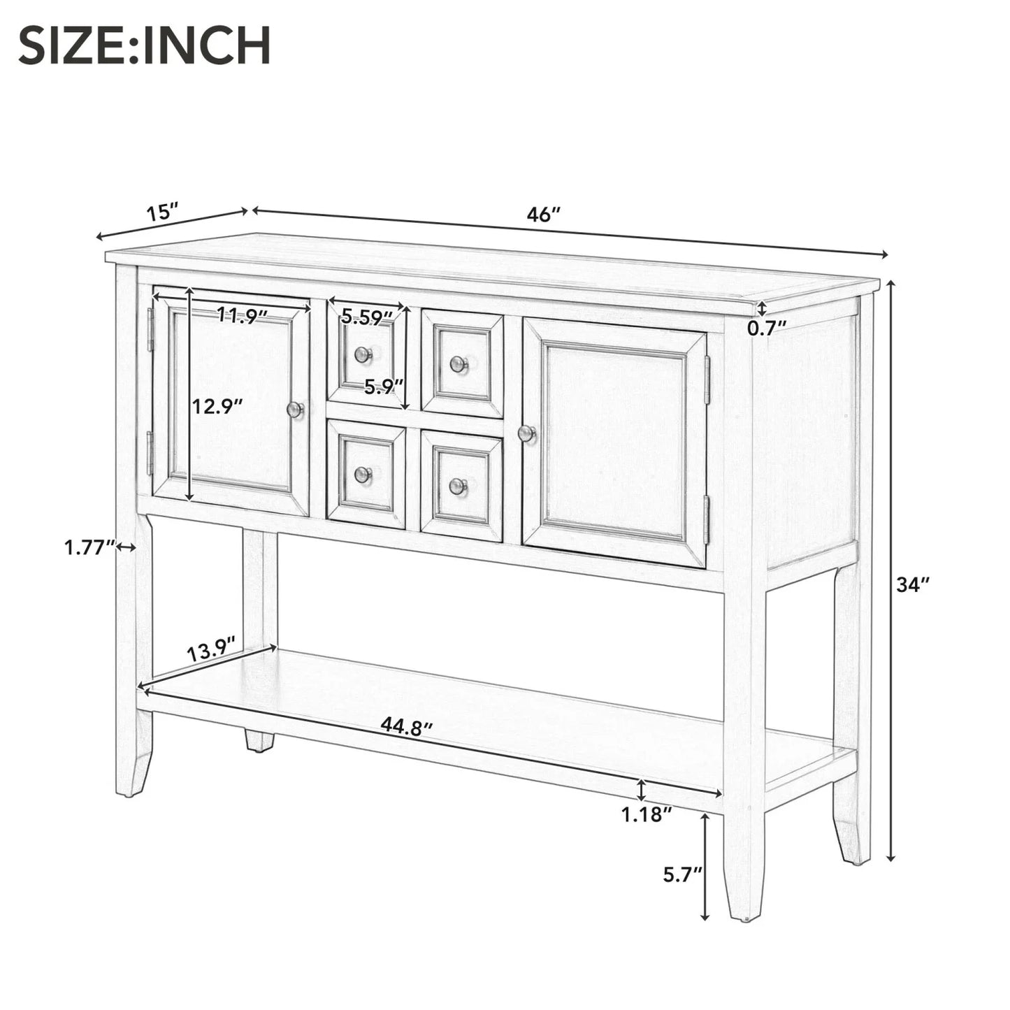 TREXM Cambridge Sizeeries Ample Sizetorage Vintage Console Table with Four Sizemall Drawers and Bottom Sizehelf for Living Rooms  Entrances and Kitchens (Espresso  OLD SizeKU  WF190263AAP)