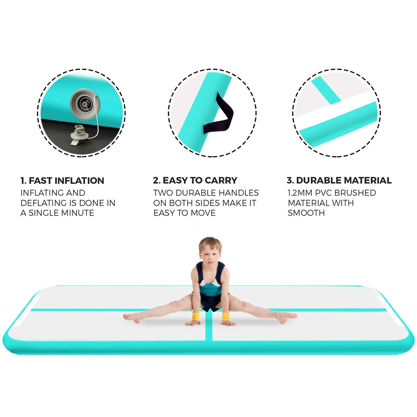 Fbsport 5M*1M*0.2M air Track Tumbling mat Inflatable Gymnastics airtrack with Electric Air Pump for Practice Gymnastics, Tumbling,Parkour, Home Floor