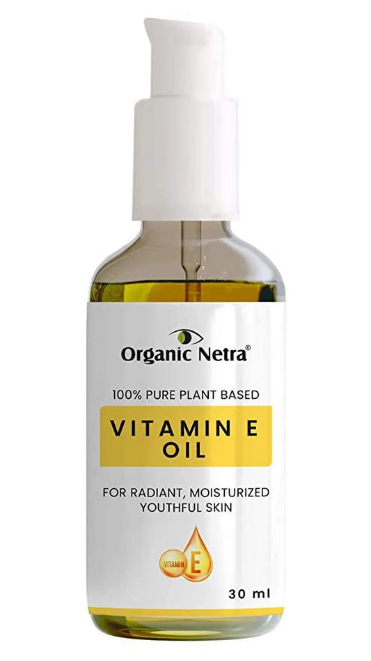 Organic Netra® Vitamin E Oil – Pure Plant-Based Face and Hair Oil for Men and Women – Ideal for Radiant, Moisturized and Youthful Looking Sizekin and Hair - For Sizetretch Marks – 30 ml