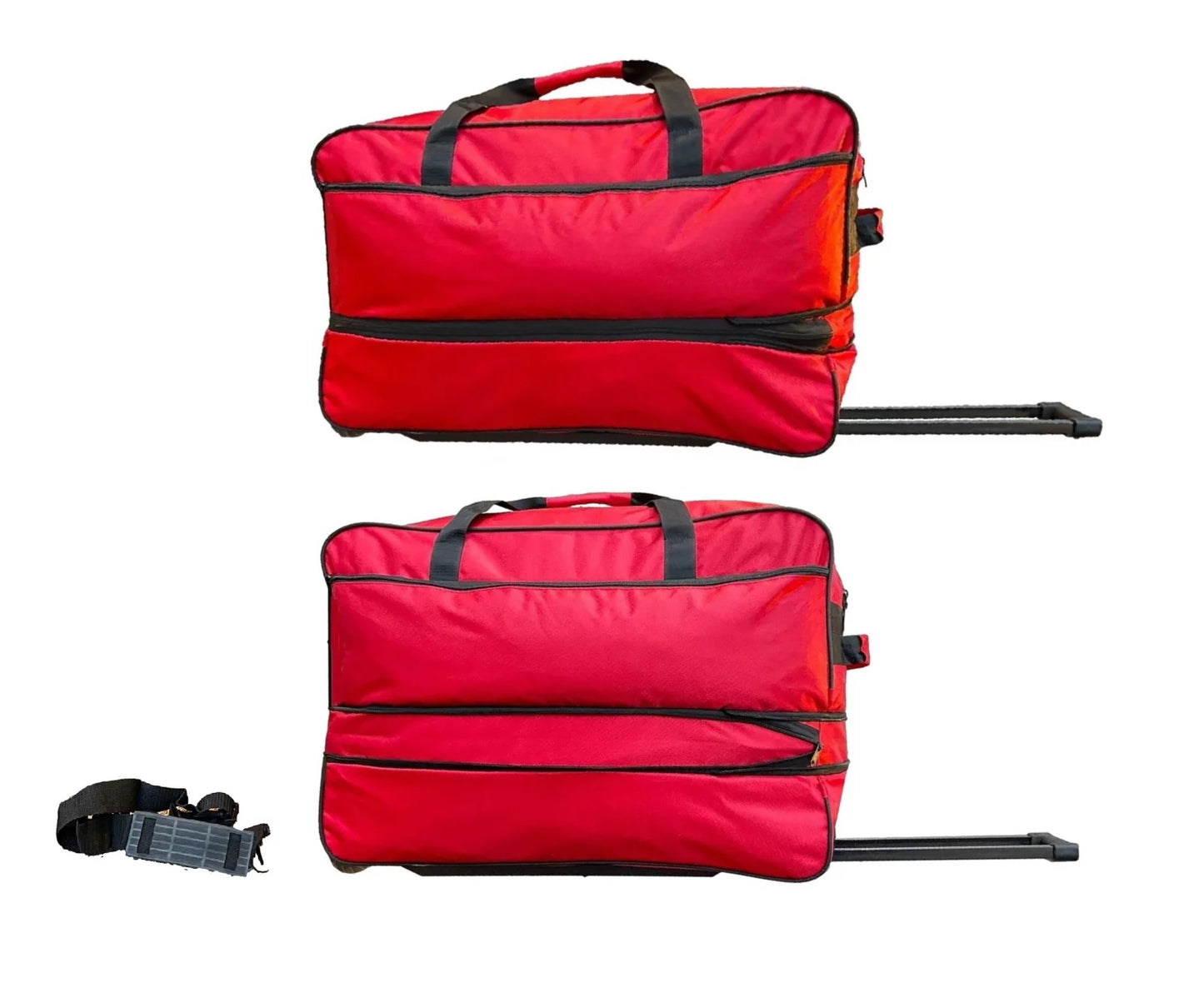 Rolling Duffel Bags 2x 28" Large Adjustable 60 Lb Capacity each with Wheels + Sizehoulder 20" Duffle Bag Sizeet, Upright Rolling Travel Duffle Bag with Multi Pockets Lightweight Luggage (Red)