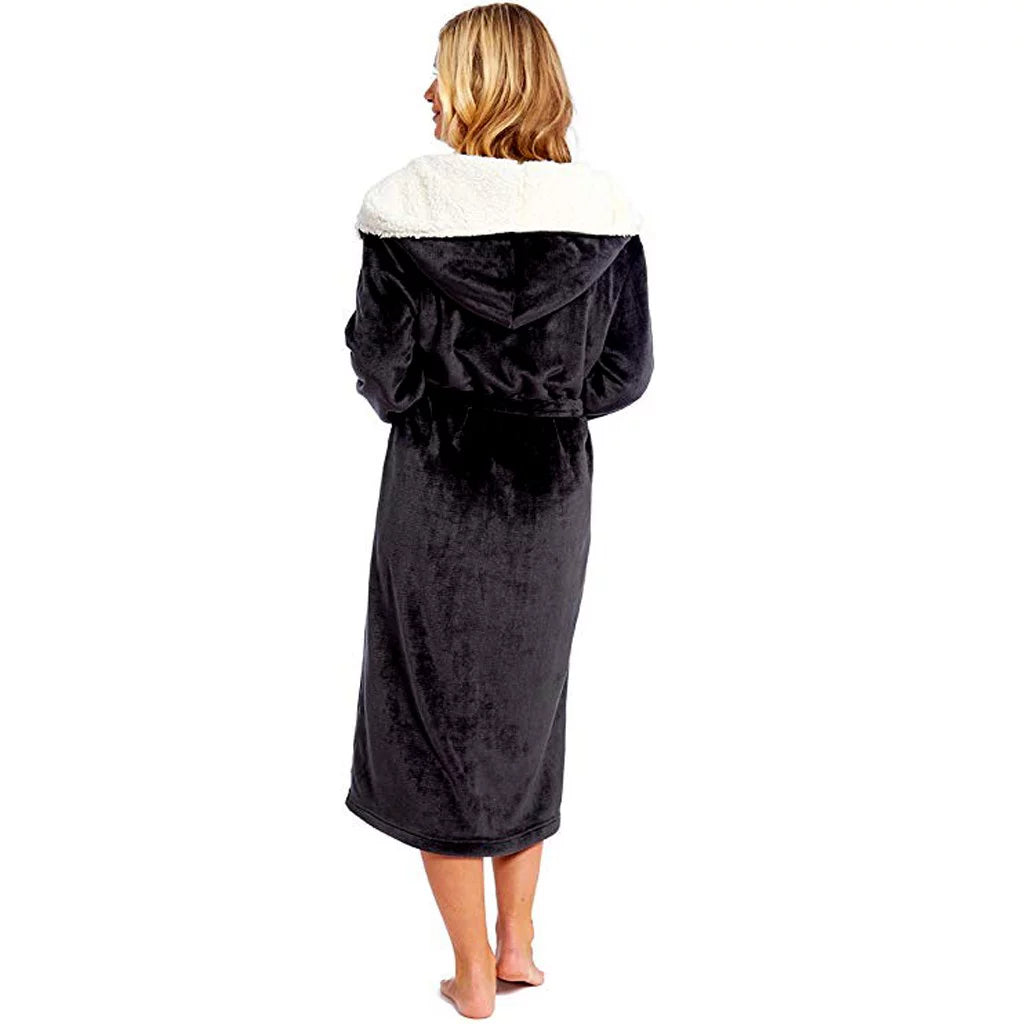 paptzroi robe coat winter women bathrobe sleeved plush home long shawl clothes lengthened women's sleepwear mom pajamas sleepwear plus size women warm sleepwear for women womens pajamas pocke