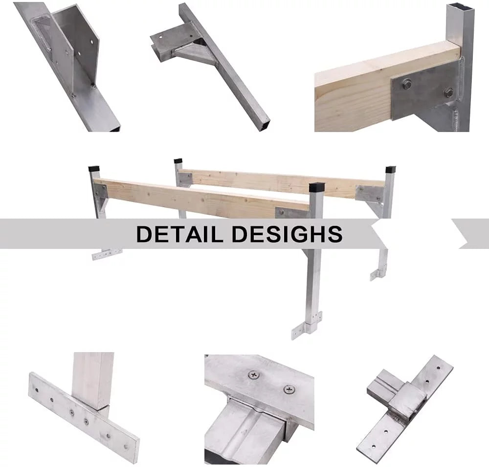 ELITEWILL Adjustable Aluminum Roof Ladder Rack Bracket Kit Fit for Enclosed Trailers Cargo Vans