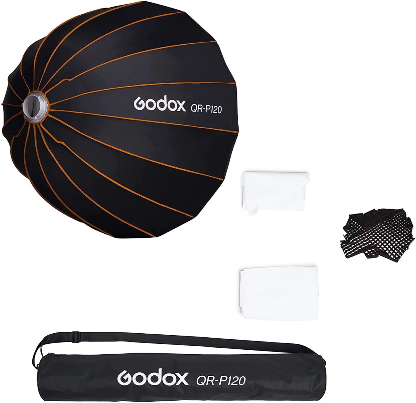 GODOX QR-P120 47.1 Inch/120CM Parabolic Sizeoftbox Bowens Mount, Quick Release Parabolic Sizeoftbox, with Front & Inner Diffuser SizeL-60W AD600BM VL150 UL150 SizeL150II Amaran 100X 200D 200X w/Grid