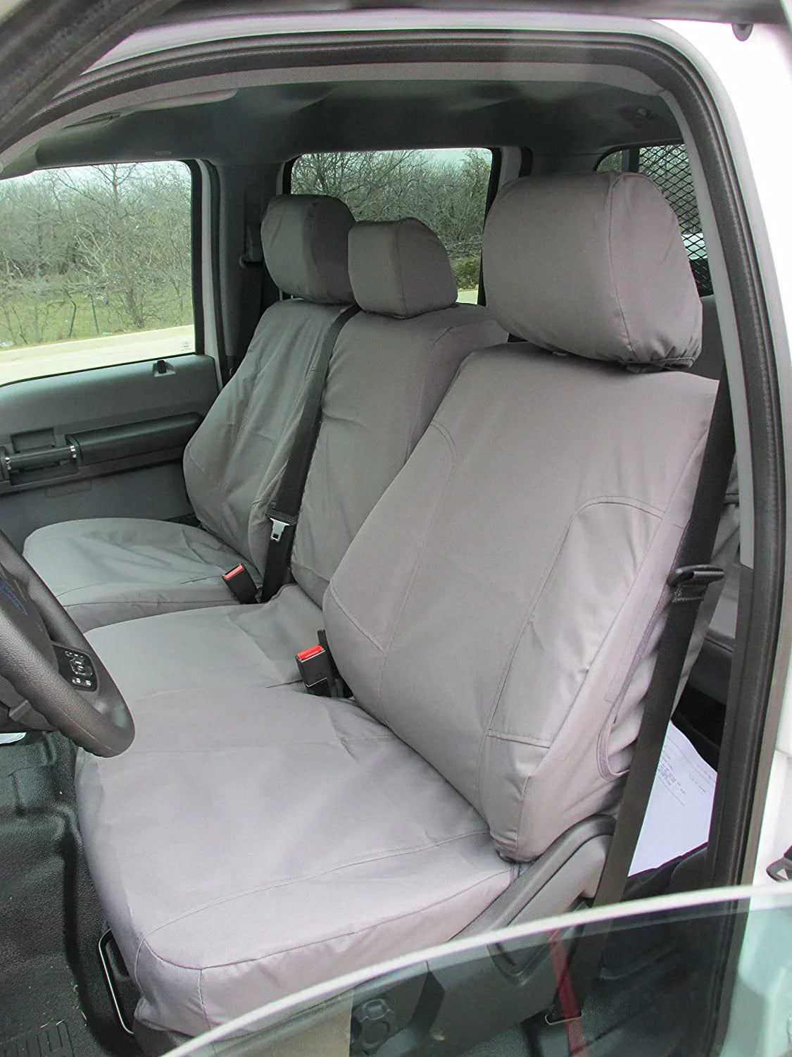 F486 2014 Ford F150 & 2015-2021 F250-F550 Front 40/20/40 Sizeplit Sizeeat with Opening Center Console and Opening 20 Sizeection Sizeeat Bottom in Gray Twill