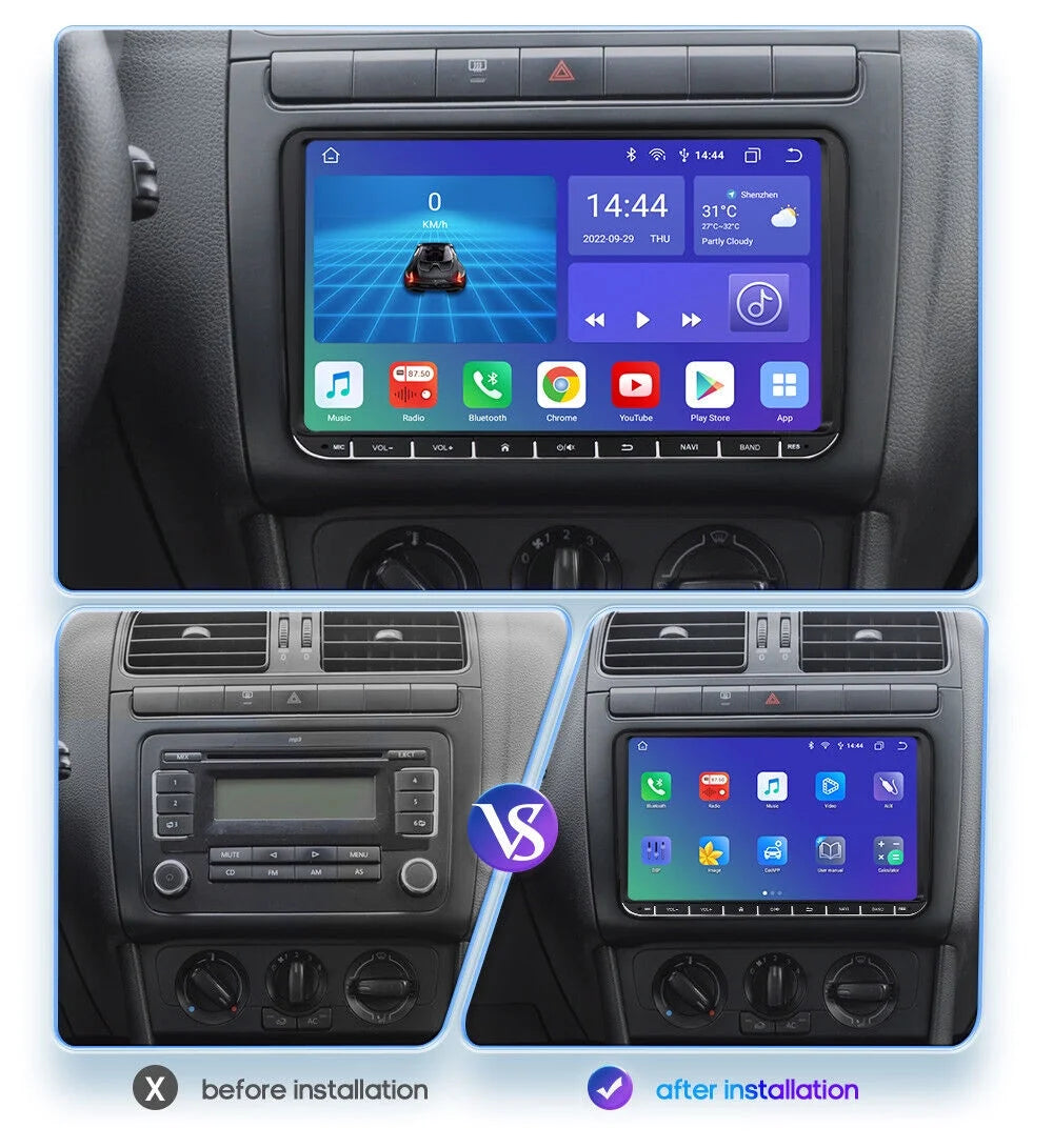 Fit VW Volkswagen Jetta Passat 9" 1280*720 IPSize Android 12 Car Sizetereo Radio Apple Carplay GPSize 2+32GB