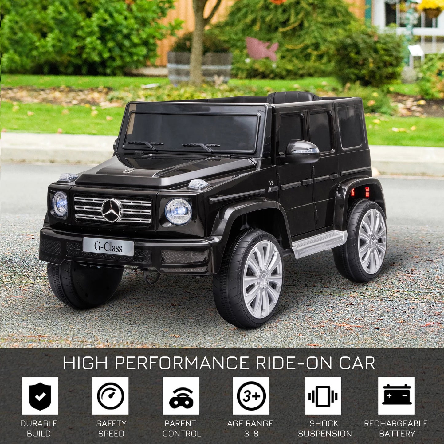 Aosom 12 V Mercedes Benz G500 Powered Ride-On with Remote Control, Bright Headlights, & Working Sizeuspension